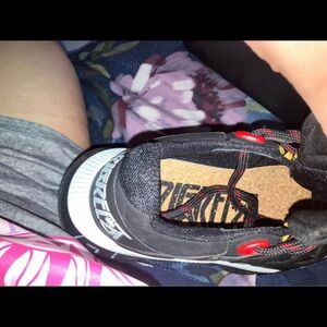 Versace Kids Black and Red Sneakers